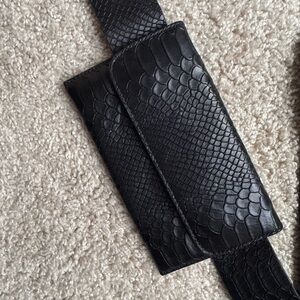 & Other Stories Black Textured Animal Print Belt Bag Fanny Pack Women